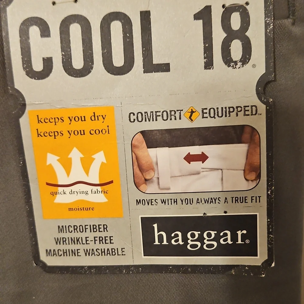 NWT Haggar Cool 18 Men's Olive Pants - Picture 2 of 4